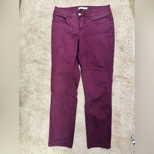 Christopher Blue Burgundy Stretch Pants Size 4 Slim Fit Ankle Career EUC